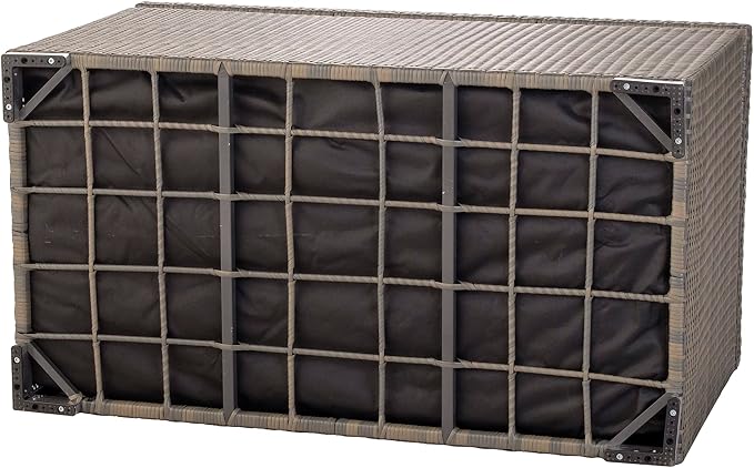 Alfresco Home 353-1816 Sicuro Medium Wicker Cushion Storage w/Hydraulic lid Deck Box, Taupe