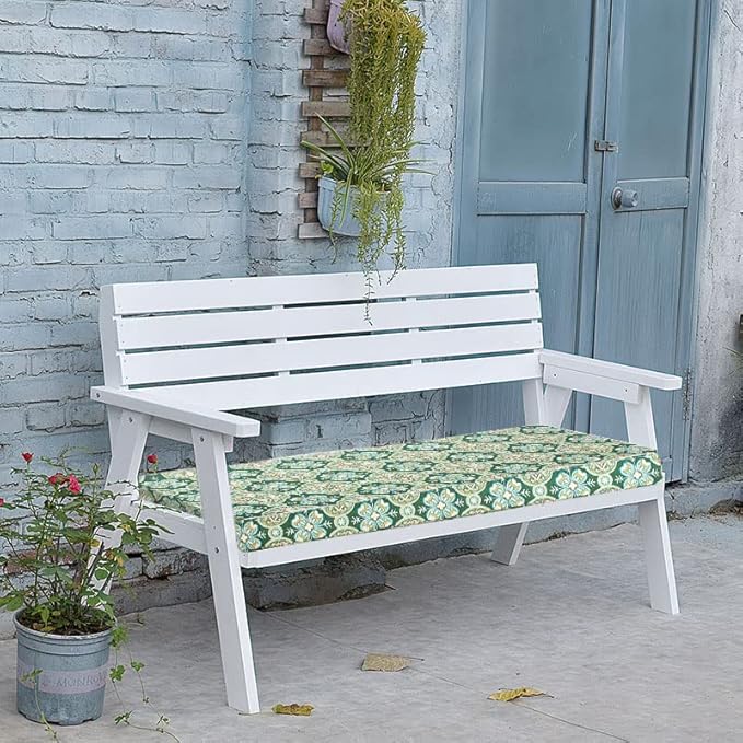 FUNHOME Outdoor Bench Cushion Covers,48" x 18" x 3", No Insert! Patio Cushion Covers Replacement for Outdoor Furniture,Water Resistant Patio Loveseat Cushion Covers 1 Pack, Green Medal (Covers ONLY)