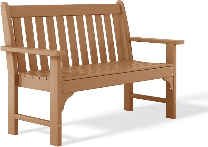WestinTrends Malibu 3-Piece HDPE Outdoor Patio Furniture Couch and Coffee Table Set, Teak