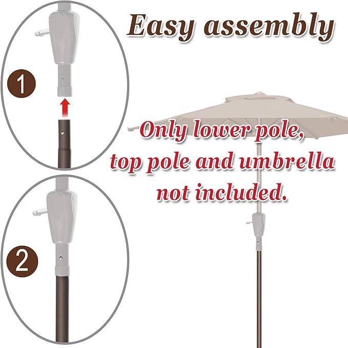 Outdoor Patio UmbrellaReplacement Lower Pole (33.5''), Lower pole with bullet buckle