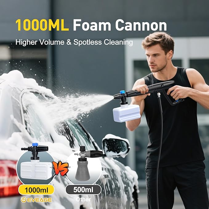 EVEAGE Electric Pressure Washer, 4200 PSI 2.8 GPM Power Washer with 1000ML Foam Cannon, 3 Pressure Nozzles, for Car/Fences/Driveway/Home/Patio Cleaning
