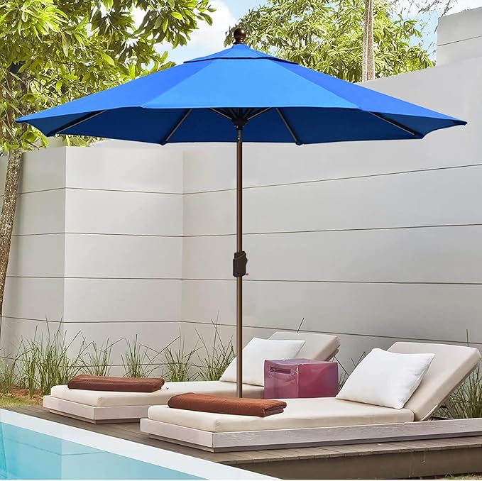 EliteShade USA 10-Year-Non-Fading 10Ft Market Patio Umbrella, UPF 50+ UV Protection Performance Sun Umbrella, Heavy Duty Commercial Grade Outdoor Table Umbrella with Crank & Tilt, Windproof Vented Top for Garden, Pool, Deck and Outdoor Playsets, Royal ...