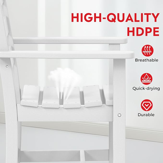 Costaelm Palms 7-Piece HDPE Outdoor Rectangular Patio Dining Table Set, White