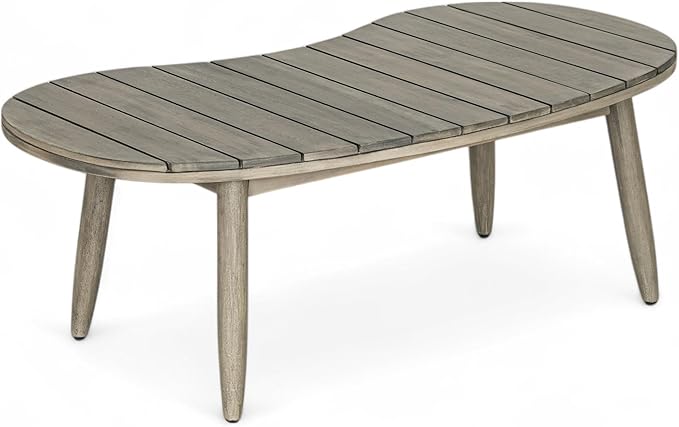 Christopher Knight Home Havets 2 Piece Patio Conversation Sets, Outdoor Acacia Wood Patio Seating Group,Woven Rope Loveseat with Cushions and Coffee Table for Porch Garden Backyard Balcony, Gray+Beige