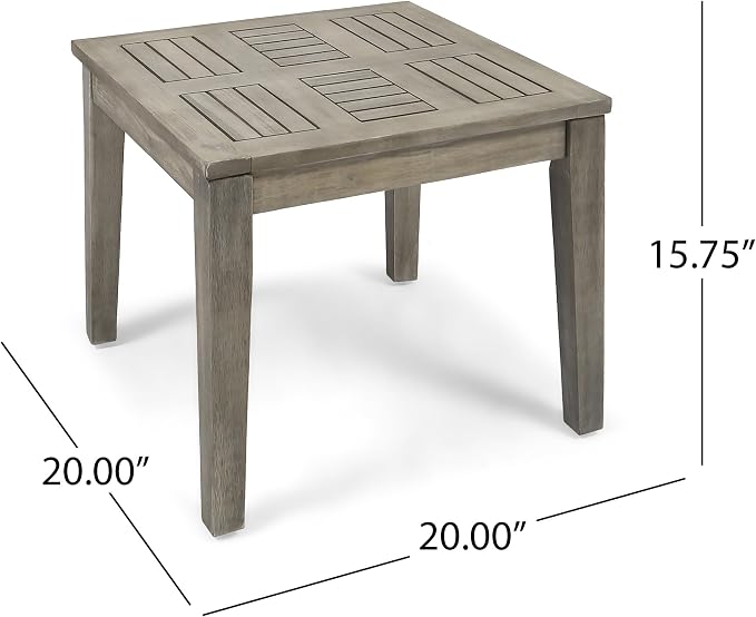 Outdoor Acacia Wood Side Table, Grey