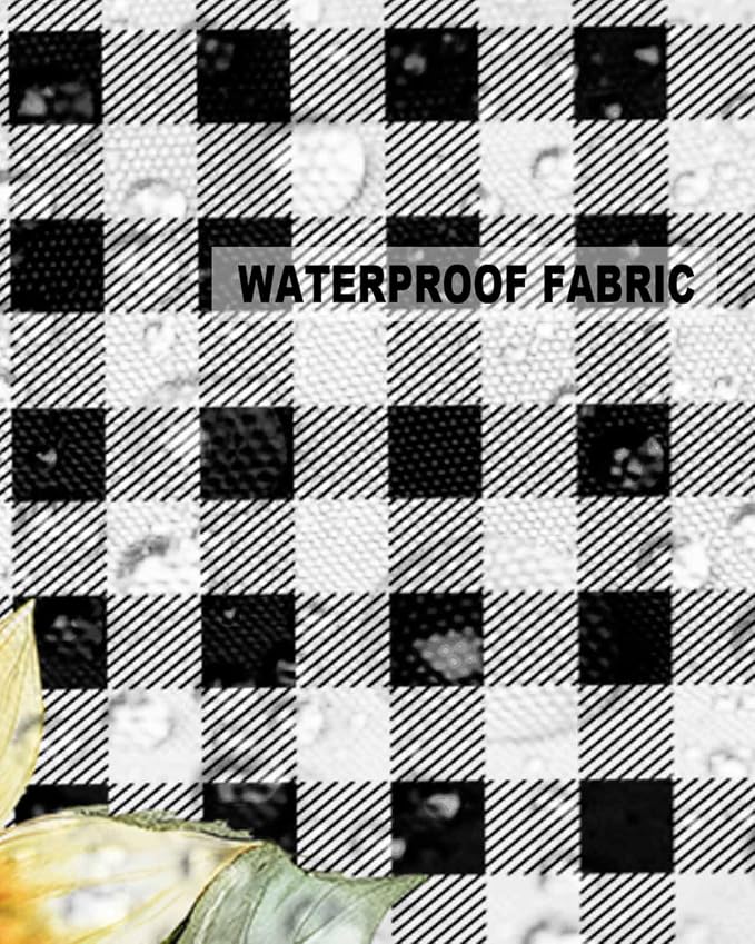 Sunflower Outdoor Waterproof Throw Pillow Covers 16"x16" Set of 2, Buffalo Check Plaid Sunflower Decorative Garden Pillowcase with Zipper Retro Farmhouse Cushion Case for Patio Couch Tent