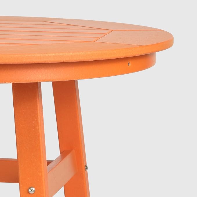 WestinTrends Outdoor 35" HDPE Round Patio Counter Height Bar Table, Orange