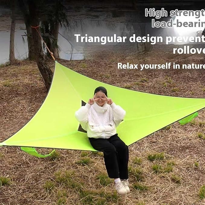 Triangle Hammock 9.8FT, 660Lbs Capacity for 1-3 Person, Portable Camping Hammock with Storage Bags, Multi-Person Hammock for Outdoor(4m/13ft)