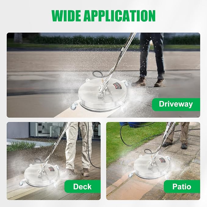 24" Surface Cleaner Pressure Washer for Shopping Malls, Decks, Sidewalks 4000Psi Pressure Washer Attachments with 4 Wheels and 2 Extension Wand Power Washer