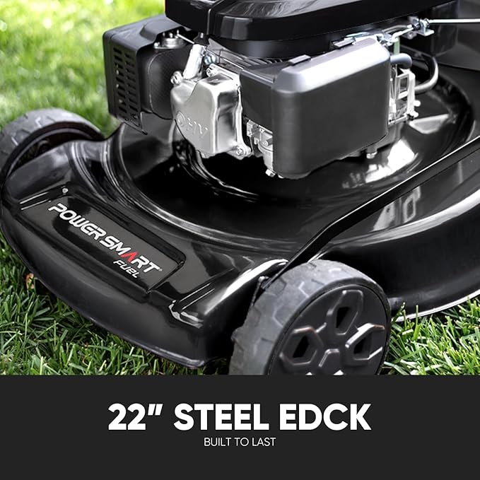 PowerSmart 22 in. 170cc Self Propelled Gas Lawn Mower Rear-Wheel-Drive, 3-in-1 Mulch/Bag/Rear Discharge, Steel Deck, 6 Height Adjustment,