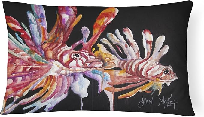 Caroline's Treasures JMK1114PW1216 Lionfish Canvas Fabric Decorative Pillow Machine Washable, Indoor Outdoor Decorative Pillow for Couch, Bed or Patio, 12HX16W