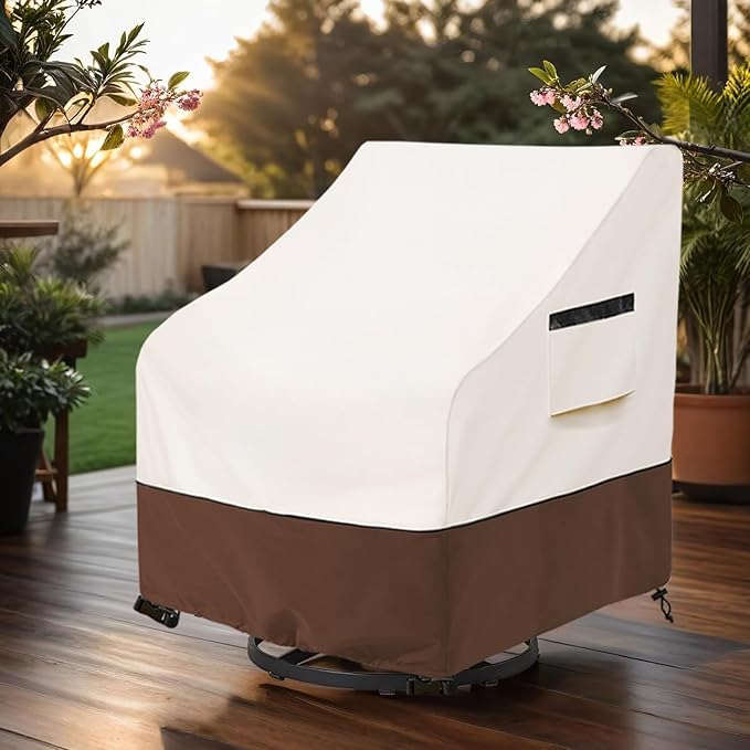 Patio Chair Covers Waterproof Patio Furniture Covers, 40W x 40D x 38H Inches Swivel Outdoor Chair Cover 2 Pack -Beige