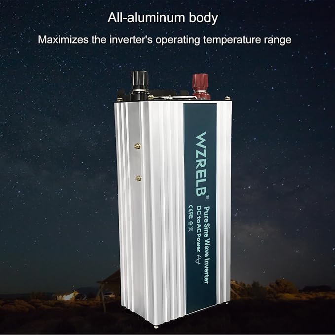 WZRELB 800W Pure Sine Wave Inverter 24V DC to 110V 120V AC,Car Power Inverter with Dual AC Outlets, LED Display,Off-Grid Portable Power Converter for Home, RV, Truck, Camping