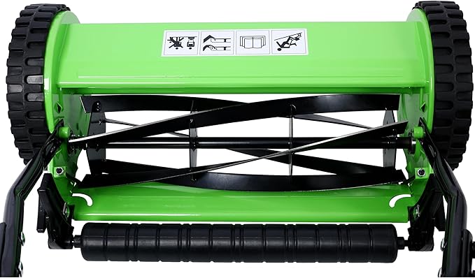 16-Inch 5-Blade Push Reel Lawn Mower with Grass Catcher, Adjustable Blade Height (Green/16-Inch)