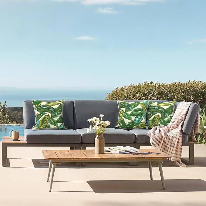 LVTXIII Outdoor/Indoor Pillow Covers, Patio Fade Resistant Throw Pillow Covers ONLY, Waterproof Farmhouse Accent Cushion Cases for Sofa Patio Couch Decoration 20"x20" Set of 2, Lush Leaf Jungle