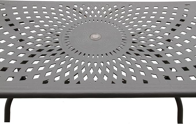 Modern Outdoor Mesh Aluminum Black 67-in Rectangle Patio Dining Table