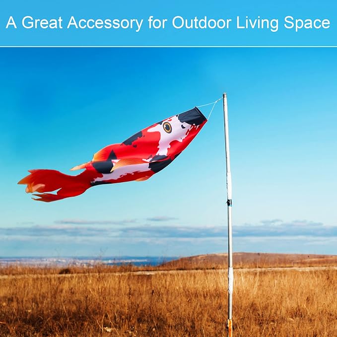 Boao Realistic Fish Windsock Red Fish Windsock Red Koi Fish Outdoor Decor Windsock Flag Hanging Decor for Wall Tree Front Patio Lawn Garden, Party and Festival Decoration, 46 Inches (1 Piece)