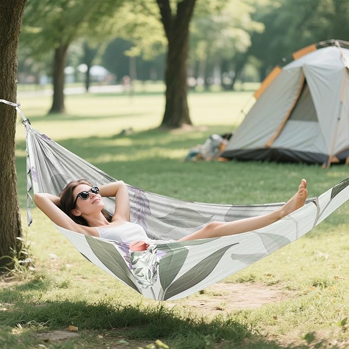 Vintage Lavender 330lb Capacity Camping Hammock with Tree Straps Tree Hammock for Patio Backyard Lounge Base hamaca de Algodon para Jardin