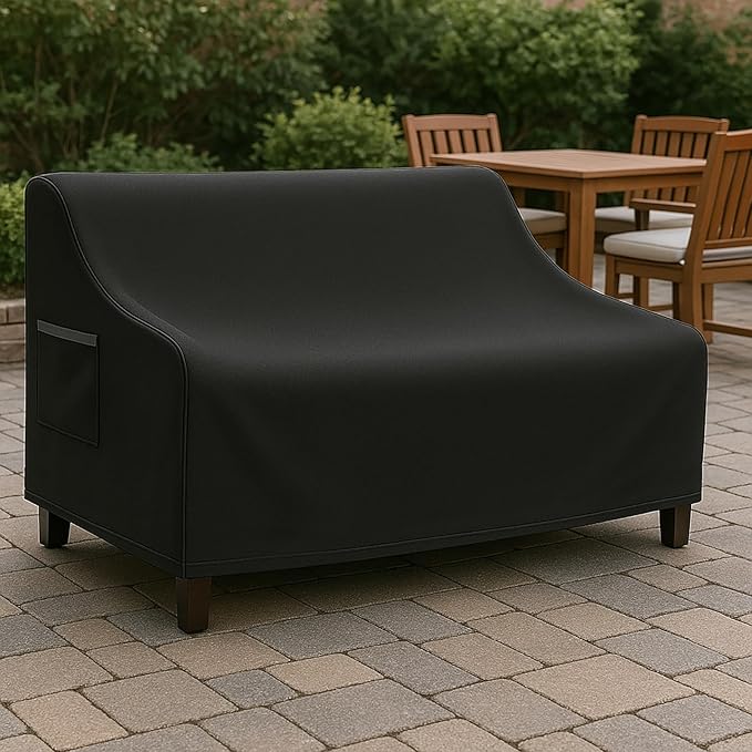Waterproof Patio Loveseat Cover, 78.7W x 38.2D x 35H inches Heavy Duty 600D Weather-Resistant Outdoor Furniture Protector Black