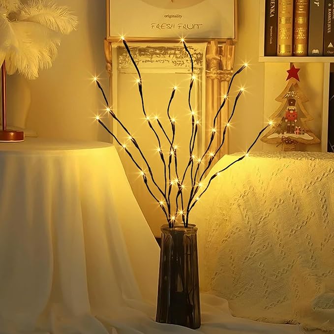 PEIDUO Lighted Branches, 30Inch 2PK 40 LED Twig Lights, Artificial Tree Branch with Timer Battery Operated, Christmas Decorations Indoor Outdoor Room Apartment Stake Lights for Lawn
