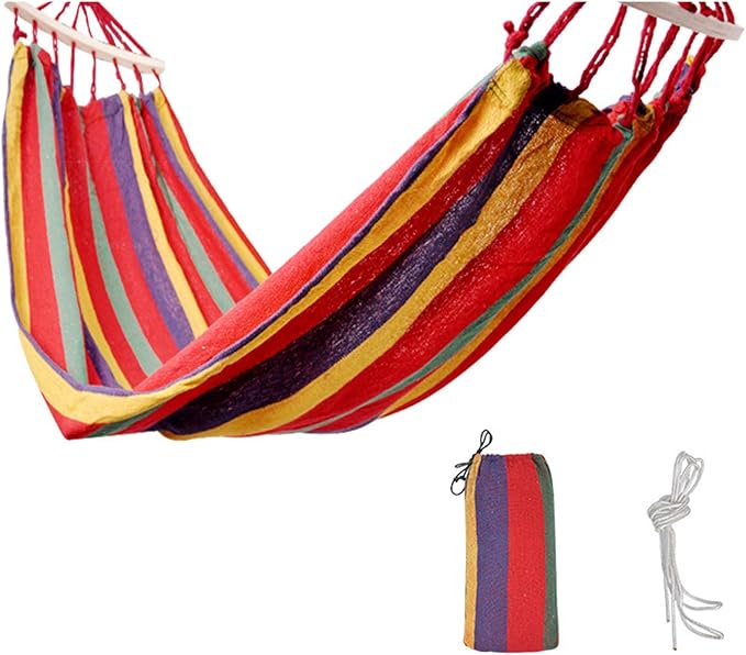 Portable Hammock Double Hammocks for Camping Travel Beach Outdoor, Camping Accessories Single Double Hammock for Outdoor/Indoor,Red,Single