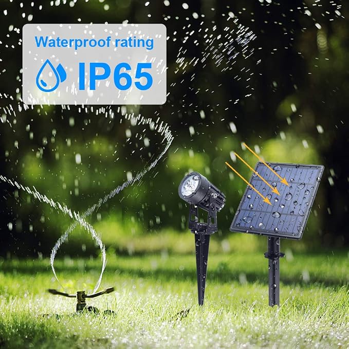 APONUO Solar Spotlights Landscape Lights Low Voltage Outdoor Solar Spotlight IP65 Waterproof 9.8ft Cable Auto On/Off with 4 Cool White for Outdoor Garden Yard Landscape Downlight (4-in-1)