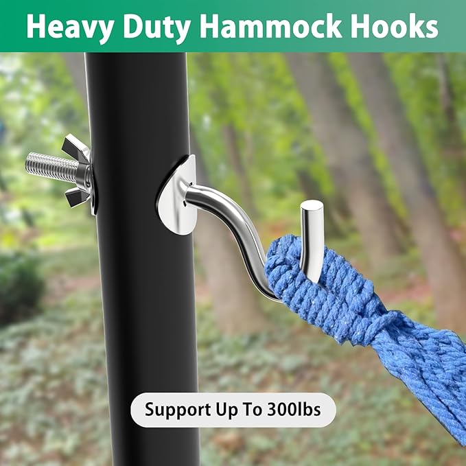 Zinc Heavy Duty Replacement Hooks Fit 3/8 Inch Holding Hammock Hooks for 1-1/4 to 2 Inch Long Hole on Hammock Stand (4 Pcs)