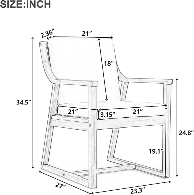 All-Weather Patio Chairs Set of 2, Outdoor Dining Chairs with Removable Cushions, 400 lbs Support Garden Chair, Mocha