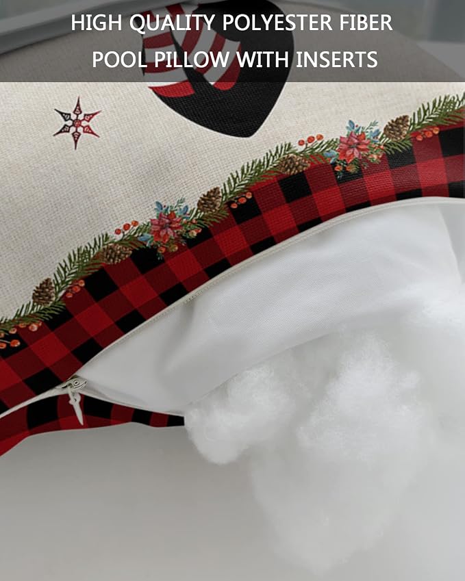 Outdoor Pillows Covers with Inserts Merry Christmas Elk and Snowflakes Waterproof Recliner Pillow with Adjustable Strap Throw Pillows for Patio Furniture Pool Lounge Chair, 12x20 inch, 2PCS