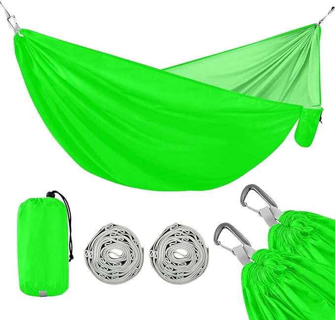 Fluorescent Green Solid Color 330lb Capacity Hammocks for Camping with Tree Straps Portable Hammock for Outside Patio Garden hamaca con soporte para adultos