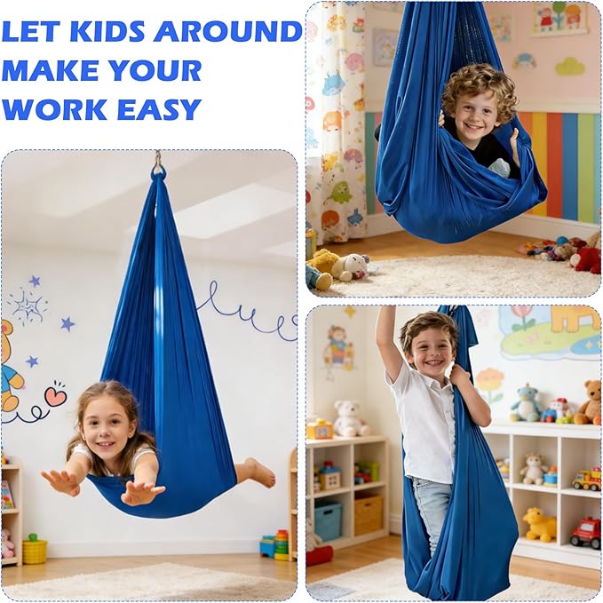 Sensory Swing for Kids,Indoor Swing with 360° Swivel Hanger Kit and Adjustable Straps Double Layer Therapy Cuddle Swing for Kid with Autism, Holds up to 400lbs