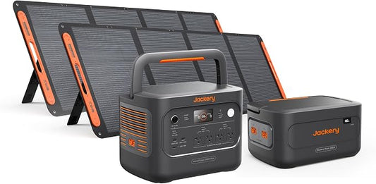 Jackery HomePower 2000 Plus v2 Portable Power Station with Extra Battery & 2x200W Solar Panels, 2200W AC Output, 2048Wh LFP Battery, Expandable to 12kWh, Essential Home Backup for Outages & Emergency