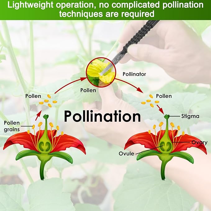 M METERXITY 100-Pack Pollinator Brush, 0.08inch/2mm Plastic Vegetable Pollinator Pen Manual Pollination Tool for Gardening/Greenhouse/Hydroponic Plant/Flowers [Black]