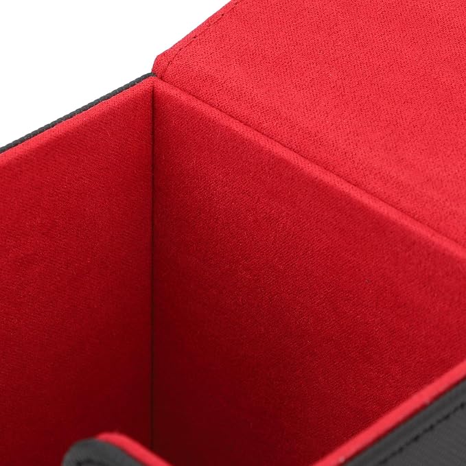 Magnetic Closure Card Deck Box Stylish Portable Storage for More Than 100 Cards in PU Leather (Red Inside)