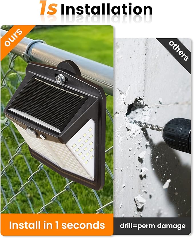 128LED Magnetic Solar Lights Outdoor, Bright Motion Sensor Outdoor Lights with Strong Magnets, Ip65 Waterproof Solar Lights for Chain Link Fence, Patio, Yard, Camper, RV (4Pack)