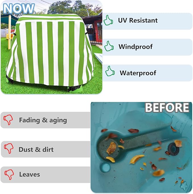 Kids Water Table Cover, Outdoor Heavy Duty Durable Waterproof Dustproof Anti-UV Kids Water Play Table Cover, Compatible with Step2 Rain Showers Splash Pond, Green