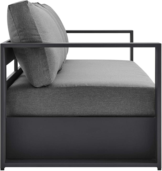 Modway Tahoe 2-Piece Fabric/Powder-Coated Aluminum Outdoor Set in Charcoal/Gray