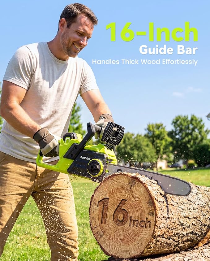 16 Inch Electric Chainsaw Cordless, 2000W Brushless Chainsaw, 4.0Ah Battery & Fast Charger, 40V Electric Chain Saws, Instant Brake, Tool-Free Chain Tension, Auto Oiling for Tree Trimming, Wood Cutting