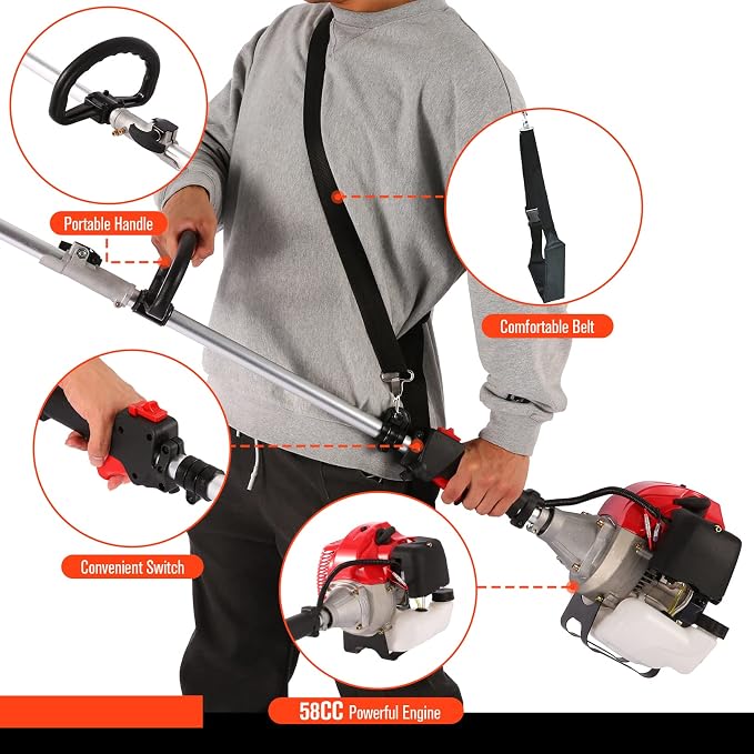 Pole Saws Gas Powered - 58CC 2 Cycle 16 Foot Extendable Pole Saws for Tree Trimming Branch Cutting, Upgraded Gas Pole Saws 2023（US Stocks)
