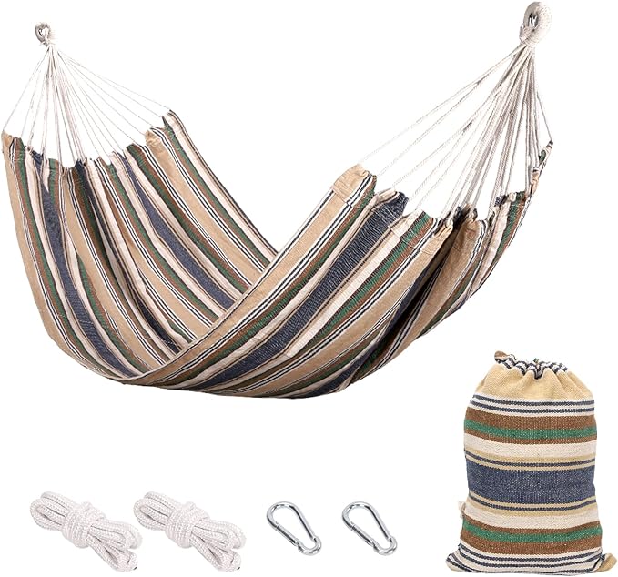 Hammock with Tree Straps Portable Canvas Hammocks with Carry Bag 500 lbs Colorful Camping Hammock Without Stand for Backyard Outdoor Indoor Hiking Beach Patio Garden