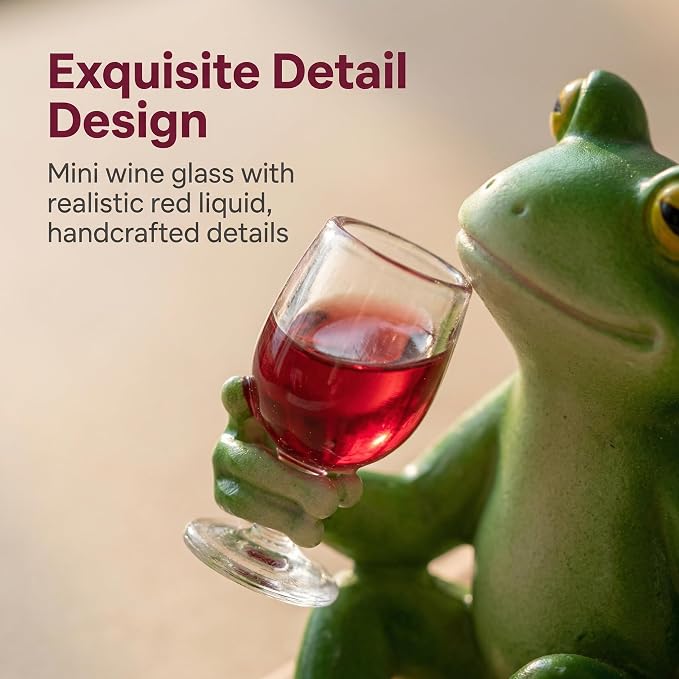 Tipsy Frog Pot Hugger, Waterproof Resin Frog Statue, Cute Miniature Frog Figurines Plant Pot Hanger for Garden, Yard, Home Office Decor, Funny Frog Ornament Gift, 3.94"x2.12"x3.94"