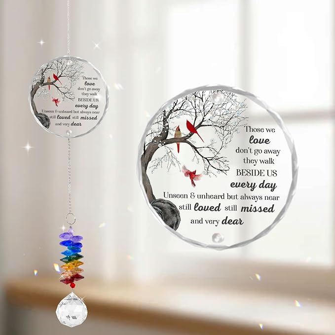 Memorial Suncatcher Ornament - Sympathy Gift for Loss of Loved One - Crystal Rainbow Maker - Those we Love Don't go Away - Hanging Crystal Decor Home Decor Window Décor