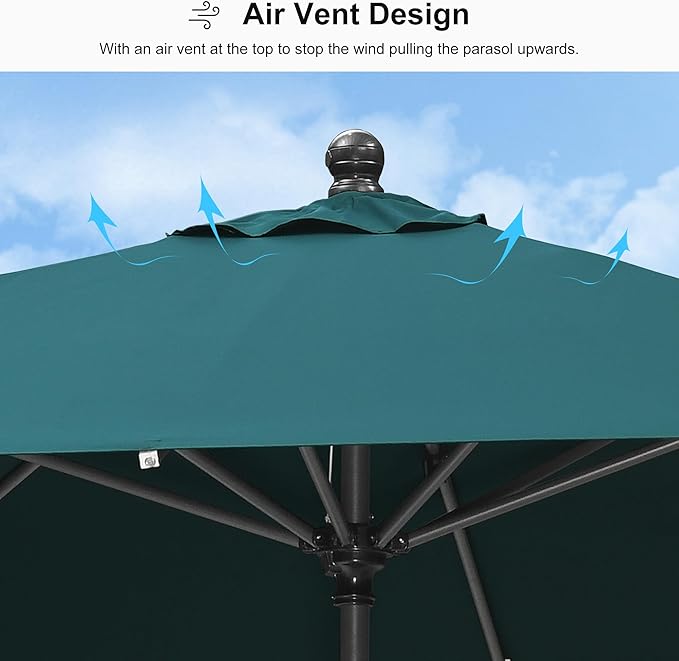 PURPLE LEAF 11.5' x 8' Patio Market Umbrella Outdoor Table Sun Umbrellas with Crank 8 Aluminum Sturdy Ribs for Pool Deck Backyard Beach Green