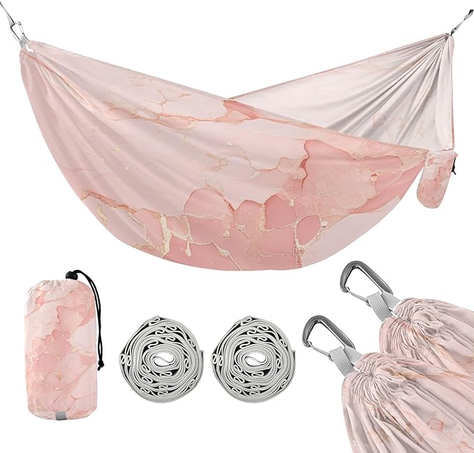 Rose Gold Luxury Marblexture 330lb Capacity Outdoor Hammock Hanging Hammock for Outside Beach Patio Garden Silla colgante para Patio Exterior