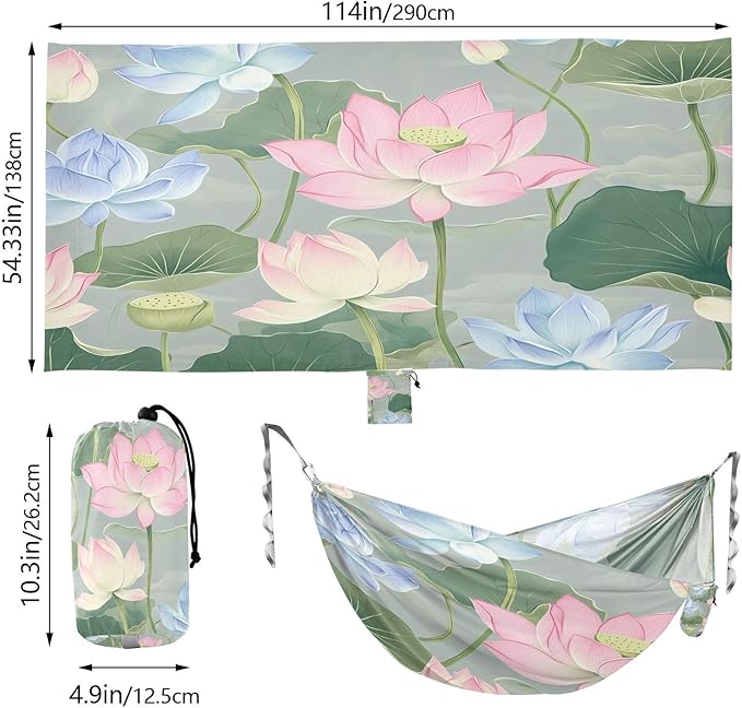 Hammocks for Outside Summer Flowers Camping Hammock Portable Hammocks with Tree Straps and Carry Bag Camping Accessories for Hiking Beach Outdoor