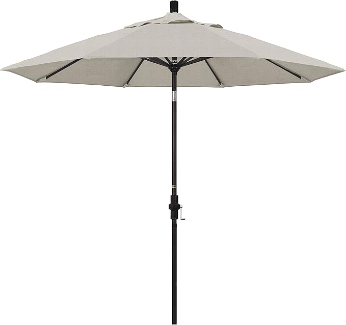 California Umbrella 9' Round Aluminum Patio Umbrella, Crank Lift, Collar Tilt, Bronze Pole, Woven Granite Olefin
