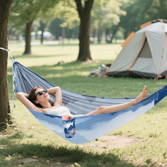 Chinese Pattern Mountain Blue 330lb Capacity Hammocks Cloth Hammock for Camping Travel Accessories hamaca inflable para Piscina