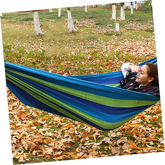 LIOOBO 280x80cm Canvas Stripe Swing Outdoor Hammock Camping Equipment for Garden Lightweight Travel Hammock