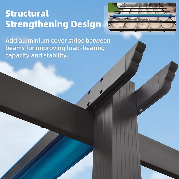 PURPLE LEAF 12' X 18' Outdoor Retractable Aluminum Pergola with Sun Shade Canopy Patio Metal Porch Garden Pavilion Grill Gazebo Modern Backyard Grape Trellis Pergola, Beige