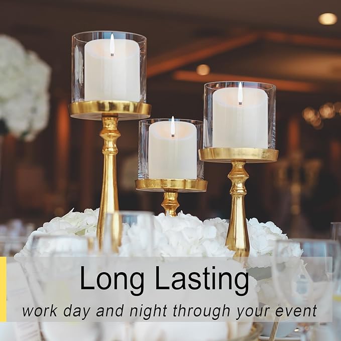TECHLONG 3"x3" Flickering Flameless Candles Waterproof, Battery Operated Candles with Remote Timer, Last 600 Hours Electric Fake LED Candles for Halloween Christmas Decoration, Ivory White, Set of 6